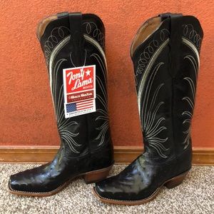 Black Ostrich Cowboy Boot